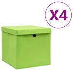 vidaXL Boîtes de rangement avec couvercles 4 Pièces 28x28x28 cm Vert