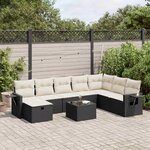 vidaXL Salon de jardin 9 Pièces avec coussins noir résine tressée