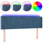 vidaXL Tête de lit à LED Bleu foncé 147x16x78/88 cm Velours