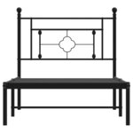 vidaXL Cadre de lit métal sans matelas avec tête de lit noir 90x200 cm