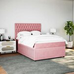 vidaXL Sommier à lattes de lit avec matelas Rose 140x200 cm Velours