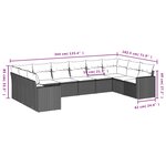 vidaXL Salon de jardin 10 Pièces avec coussins noir résine tressée