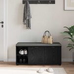 vidaXL Banc d'entrée avec coussin Uni Chêne noir 100 x 38 x 46 cm