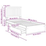 vidaXL Lit de Rangement Blanc 90 x 200 cm Bois d'ingénierie
