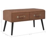 vidaXL Banc avec tiroirs 80 cm Marron foncé Similicuir