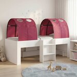 vidaXL Lit avec Tunnel 4 Pièces Blanc et rouge Bois d'ingénierie