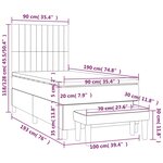 vidaXL Sommier à lattes de lit avec matelas Noir 90x190 cm Tissu