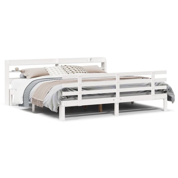 vidaXL Cadre de lit avec tête de lit sans matelas blanc 180x200 cm