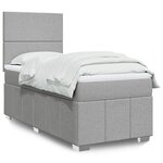 vidaXL Sommier à lattes de lit avec matelas Gris clair 100x200cm Tissu