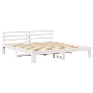 vidaXL Cadre de lit Blanc 200 x 200 cm Bois de pin massif