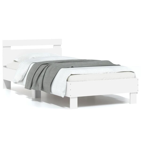 vidaXL Cadre de lit sans matelas avec tête de lit blanc 75x190 cm