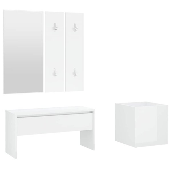 vidaXL Ensemble de meubles de couloir Blanc brillant Bois d'ingénierie