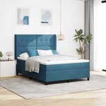 vidaXL Lit à ressorts avec tête de lit Bleu 140 x 190 cm Velours