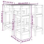 vidaXL Ensemble de bar de jardin 5 Pièces bois de pin massif