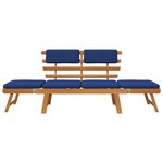 vidaXL Banc de jardin avec coussins 2-en-1 190 cm Bois solide d'acacia