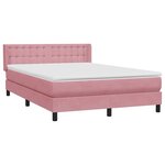 vidaXL Sommier à lattes de lit avec matelas rose 140x220 cm velours