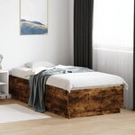 vidaXL Cadre de lit avec LED sans matelas chêne fumé 90x200 cm