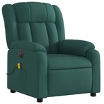 vidaXL Fauteuil inclinable de massage électrique Vert foncé Tissu