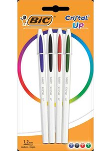 Blister de 4 Stylos à bille Cristal Up 0 35 mm couleurs assorties BIC