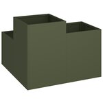 Bac de jardin vidaXL 100x100x60 cm Vert olive Acier