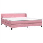 vidaXL Sommier à lattes de lit avec matelas rose 180x220 cm velours