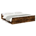 vidaXL Cadre de lit et tiroirs chêne fumé 200x200 cm bois d'ingénierie