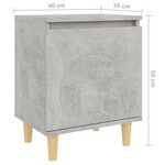 vidaXL Tables de chevet avec pieds en bois 2 Pièces Gris béton 40x30x50cm