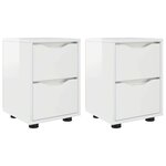 vidaXL Tables de chevet 2 Pièces Blanc brillant 30 5 x 30 x 43 cm