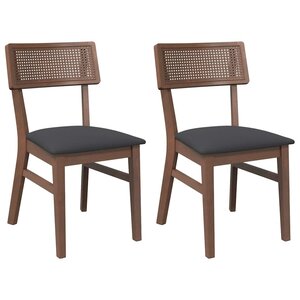 vidaXL Chaises à manger coussins 2 Pièces marron bois massif caoutchouc