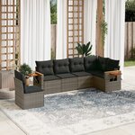 vidaXL Salon de jardin 6 Pièces avec coussins gris résine tressée