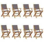vidaXL Chaises de jardin pliantes lot de 8 tissu et bois massif