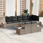 vidaXL Ensemble de Canapé de Jardin 9 Pièces avec Coussins Gris Poly Rattan Acacia