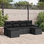 vidaXL Ensemble de canapé de jardin avec coussin 6 Pièces Noir Poly rotin