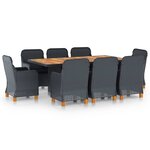 vidaXL Ensemble à manger d'extérieur 9 Pièces et coussins résine tressée