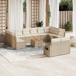 vidaXL Salon de jardin avec coussins 13 Pièces beige résine tressée