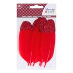 6 plumes décoratives rouges à paillettes