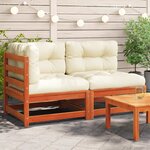 vidaXL Canapé de jardin coussins 2 places cire marron bois pin massif