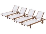 Bain de soleil en bois exotique "Saïgon" - Maple - Ecru - Lot de 4