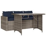 vidaXL Ensemble à manger de jardin et coussins 2 Pièces gris rotin