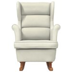 vidaXL Fauteuil à bascule à oreilles en velours crème bois massif