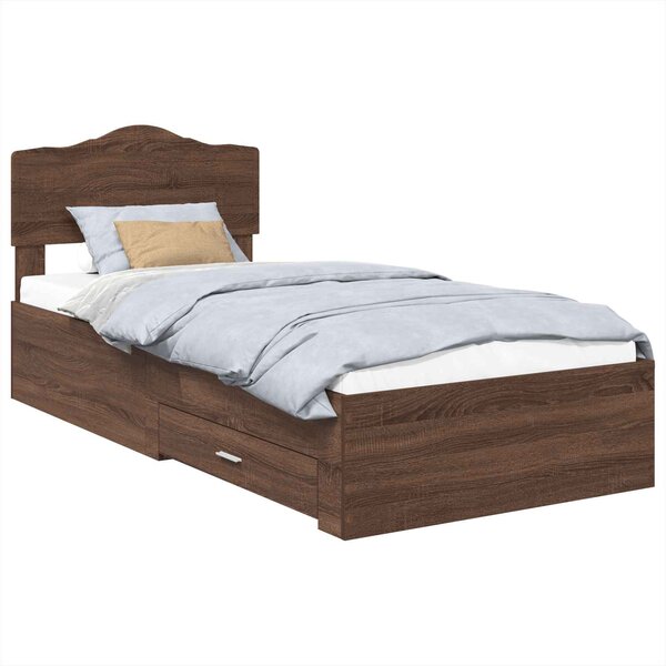 vidaXL Cadre de lit Chêne brun 70 x 190 cm Bois d'ingénierie