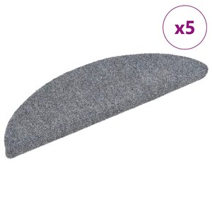 vidaXL Tapis d'escalier autocollants 5 pièces 56 x 17 x 3 cm Gris clair Demi-rond