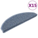 vidaXL Tapis d'escalier autocollants 15 Pièces 65x21x4 cm Bleu