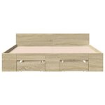 vidaXL Cadre de lit et tiroirs chêne sonoma 135x190 cm bois ingénierie