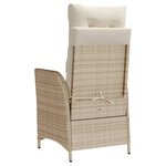 vidaXL Chaise inclinable de jardin avec coussins beige résine tressée