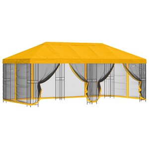 vidaXL Gazebo avec murs latéraux 6 x 3 m Jaune Polyester et Acier 190