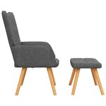 vidaXL Chaise de relaxation avec tabouret Gris foncé Tissu