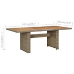 vidaXL Table à manger de jardin Marron 200x100x74 cm Résine tressée