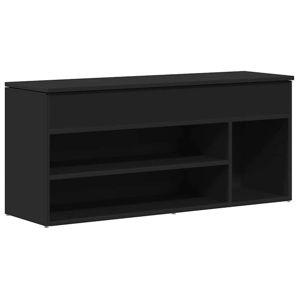 vidaXL Banc à chaussures noir 102x30 5x45 cm bois d'ingénierie