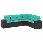 vidaXL Salon de jardin 6 Pièces avec coussins noir résine tressée